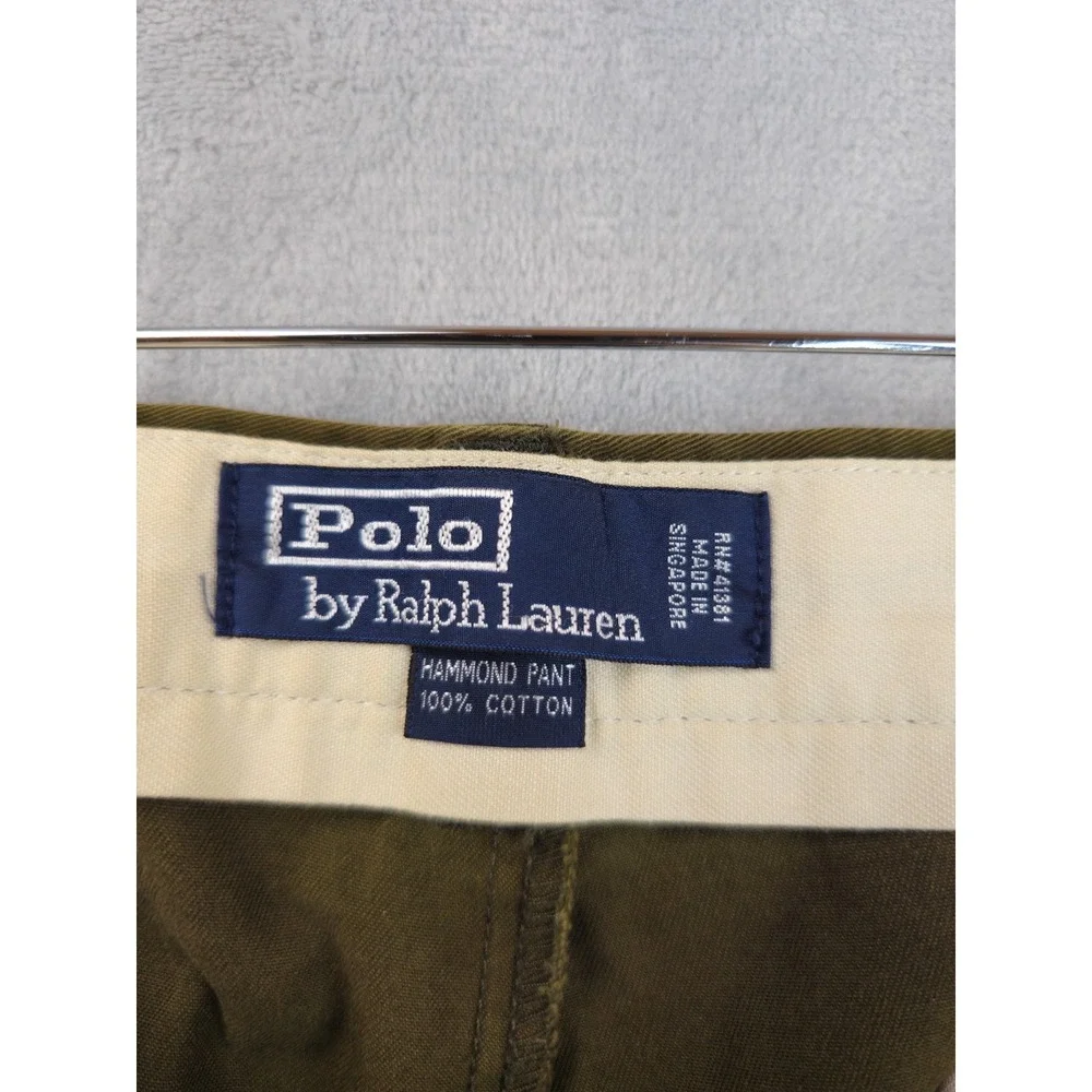 Polo Ralph Lauren Hammond Pant 35x29 Pleated Cuff Trouser Chino Vintage Green
